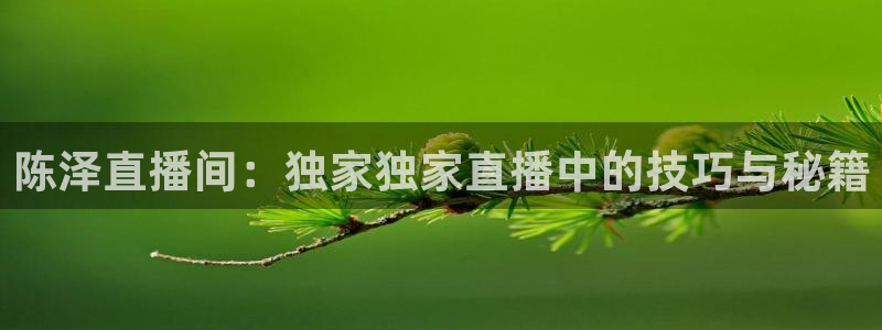 178体育直播ios版：陈泽直播间：独家独家直播中的技巧与秘籍